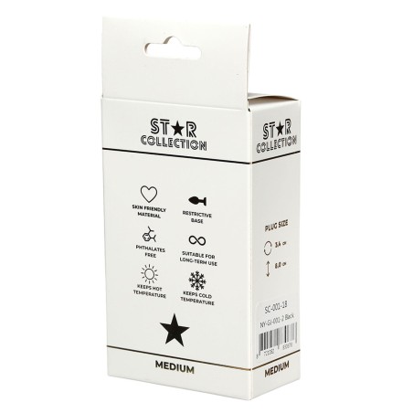 Star Collection - Czarny Silikonowy korek analny M - Niebieski Kryształ