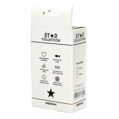 Star Collection - Czarny Silikonowy korek analny M - J.Róż Kryształ