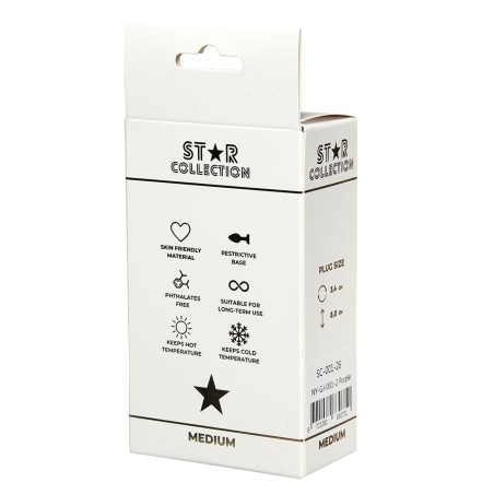 Star Collection - Fioletowy Silikonowy korek analny M - Bezbarwny Kryształ