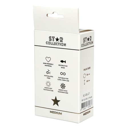 Star Collection - Fioletowy Silikonowy korek analny M - Różowy Kryształ