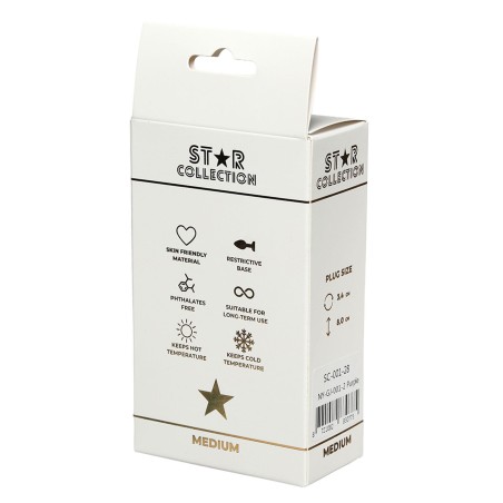 Star Collection - Fioletowy Silikonowy korek analny M - Niebieski Kryształ