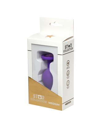 Star Collection - Fioletowy Silikonowy korek analny M - J.Róż Kryształ