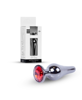 Plug-Jewellery Dark Silver BUTT PLUG- Red