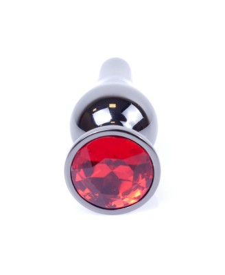 Plug-Jewellery Dark Silver BUTT PLUG- Red
