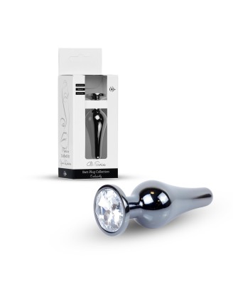 Plug-Jewellery Dark Silver BUTT PLUG- Clear