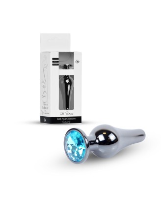 Plug-Jewellery Dark Silver BUTT PLUG- Light Blue