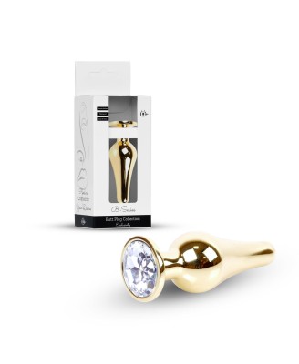 Plug-Jewellery Gold BUTT PLUG- Clear