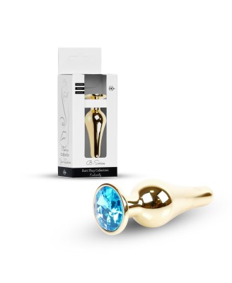 Plug-Jewellery Gold BUTT PLUG- Light Blue