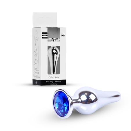 Plug-Jewellery Silver BUTT PLUG- Dark Blue