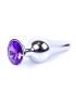 Srebrny Stożkowy Korek Analny z Kryształkiem - Fioletowy