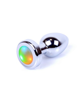 Srebrny Korek Analny z Diodą - Disco Flashlight