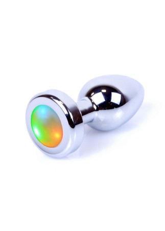 Srebrny Korek Analny z Diodą - Disco Flashlight