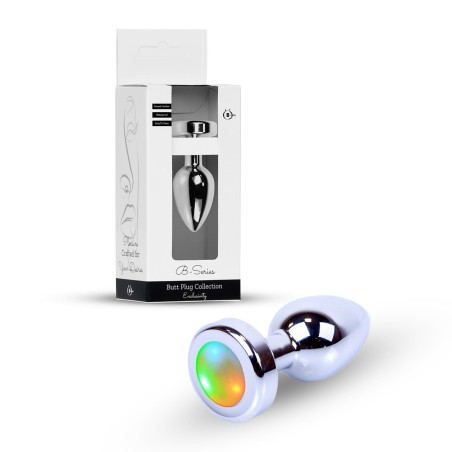 Srebrny Korek Analny z Diodą - Disco Flashlight