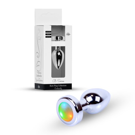 Srebrny Korek Analny z Diodą - Disco Flashlight