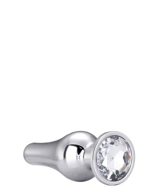 GLEAMING LOVE Srebrny Korek Analny z Kryształkiem - S