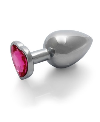 Heart Gem Metalowy Korek Analny z Kryształkiem Serce - Róż - L