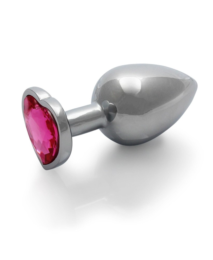 Heart Gem Metalowy Korek Analny z Kryształkiem Serce - Róż - L