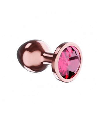 Diamond Ruby Shine - Korek Analny Rose Gold z Kryształkiem - Czerwony - S