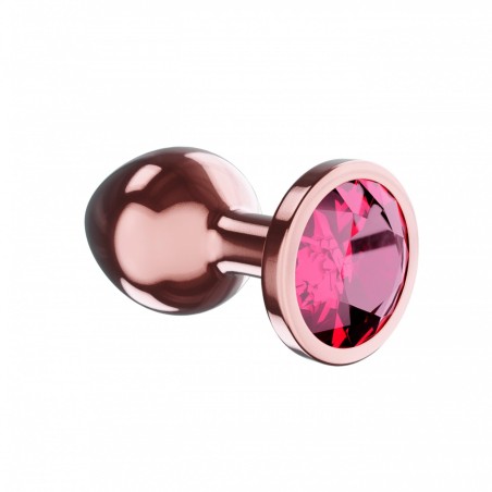 Diamond Ruby Shine - Korek Analny Rose Gold z Kryształkiem - Czerwony - S