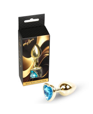 MyLove Toys - Jewellery Gold  Heart PLUG- Light Blue