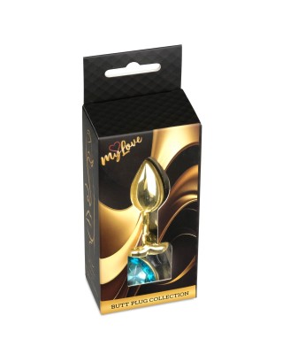 MyLove Toys - Jewellery Gold  Heart PLUG- Light Blue