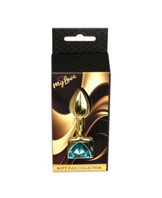 MyLove Toys - Jewellery Gold  Heart PLUG- Light Blue