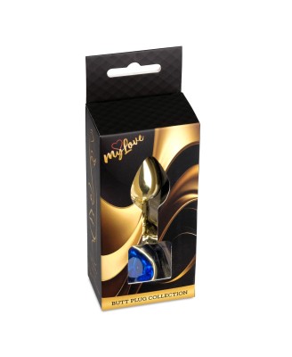 MyLove Toys - Jewellery Gold  Heart PLUG- Dark Blue