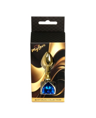 MyLove Toys - Jewellery Gold  Heart PLUG- Dark Blue