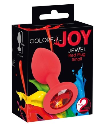 Colorful Joy Jewel - Silikonowy Korek Analny z Kryształkiem - Czerwony