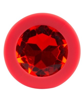 Colorful Joy Jewel - Silikonowy Korek Analny z Kryształkiem - Czerwony