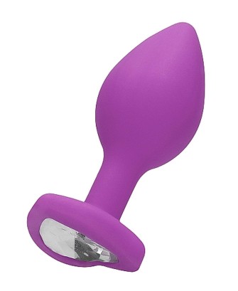 Diamond Heart Butt Plug - Silikonowy Korek Analny z Kryształkiem - Fiolet