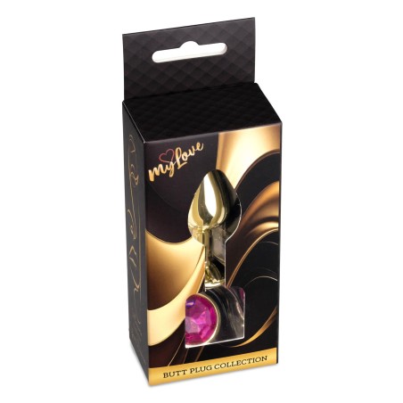 MyLove Toys - Złoty Korek Analny z Kryształkiem - Różowy