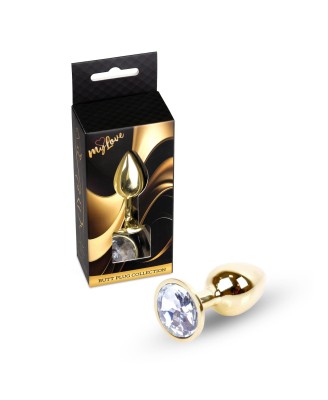 MyLove Toys - Złoty Korek Analny z Kryształkiem - Bezbarwny