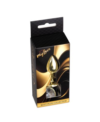 MyLove Toys - Złoty Korek Analny z Kryształkiem - Bezbarwny
