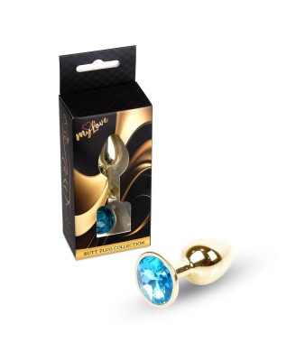 MyLove Toys - Złoty Korek Analny z Kryształkiem - Niebieski