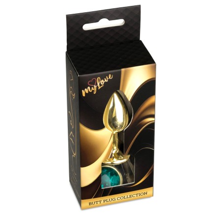 MyLove Toys - Złoty Korek Analny z Kryształkiem - Zielony