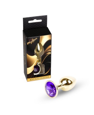 MyLove Toys - Złoty Korek Analny z Kryształkiem - Fioletowy