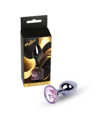 MyLove Toys - Ciemny Srebrny Korek Analny z Kryształkiem - J.Różowy
