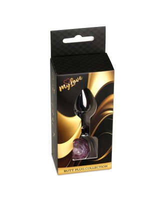 MyLove Toys - Ciemny Srebrny Korek Analny z Kryształkiem - J.Różowy