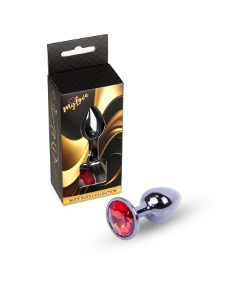 MyLove Toys - Ciemny Srebrny Korek Analny z Kryształkiem - Czerwony