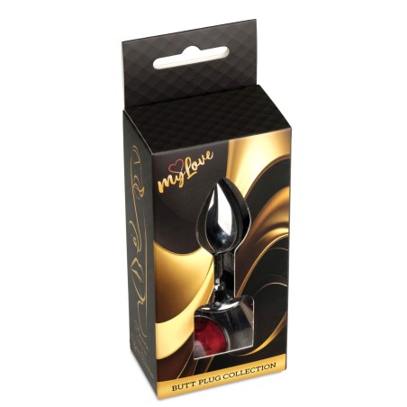 MyLove Toys - Ciemny Srebrny Korek Analny z Kryształkiem - Czerwony