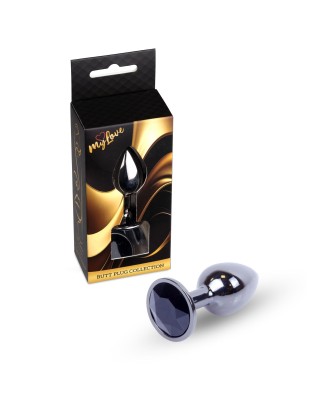 MyLove Toys - Ciemny Srebrny Korek Analny z Kryształkiem - Czarny