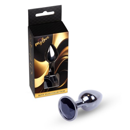 MyLove Toys - Ciemny Srebrny Korek Analny z Kryształkiem - Czarny