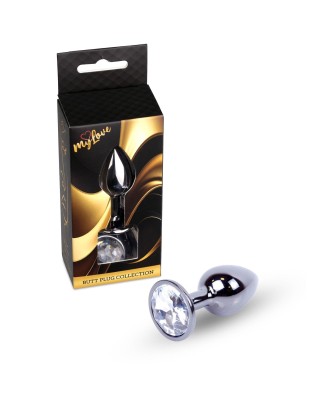 MyLove Toys - Ciemny Srebrny Korek Analny z Kryształkiem - Bezbarwny
