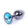 MyLove Toys - Ciemny Srebrny Korek Analny z Kryształkiem - Niebieski