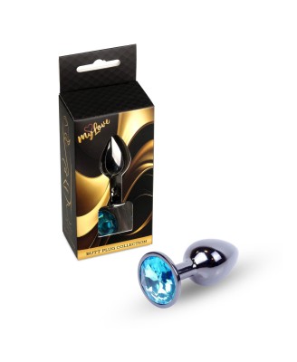 MyLove Toys - Ciemny Srebrny Korek Analny z Kryształkiem - Niebieski
