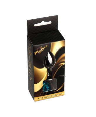 MyLove Toys - Ciemny Srebrny Korek Analny z Kryształkiem - Niebieski