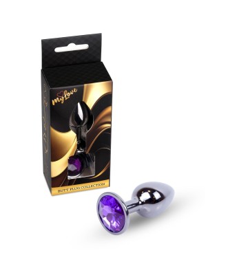 MyLove Toys - Ciemny Srebrny Korek Analny z Kryształkiem - Fioletowy