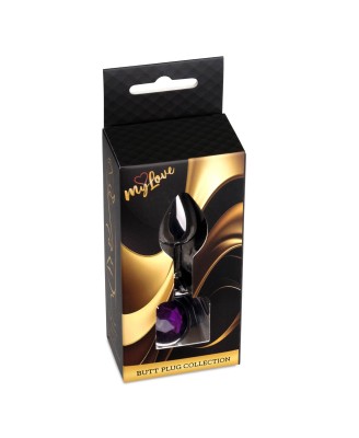 MyLove Toys - Ciemny Srebrny Korek Analny z Kryształkiem - Fioletowy