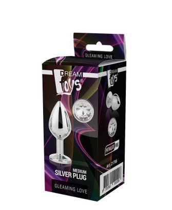 GLEAMING LOVE SILVER - Korek Analny z Kryształkiem - Bezbarwny - M